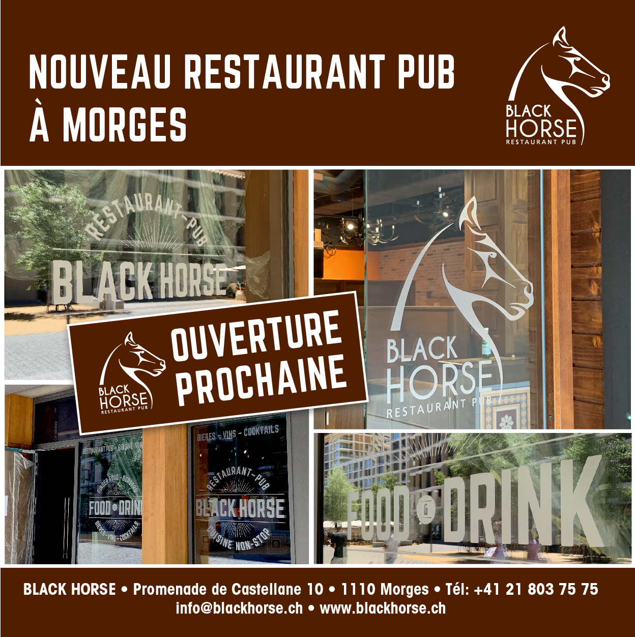 Blackhorse Restaurant Pub Morges Ouverture